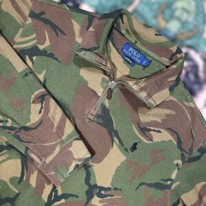 Polo Ralph Lauren 1/4 Zip Estate Rib Camo Sweater Pullover Sweater Preppy Small